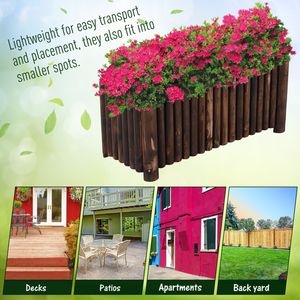 39\" X 16\" X 16\" Large Size Wooden Raised Garden Planter Box Flower <b>Vegetables</b> Herb <b>Stand</b> 4 Drainage Holes Rustic Column Edge - Product Image 4