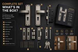 Premium Zinc Alloy Mortise Door <b>Lock</b> Set | Modern Lever Interior Door Handle Cylinder Keys Rust Resistant Ambidextrous KELLTON - Product Image 4