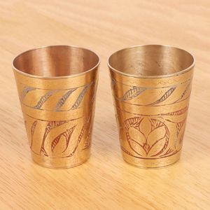 Brass Tumbler Drinking Glass with Handcrafted Engraved Design Vintage Style Cup <b>for</b> Home <b>Kitchen</b> <b>Decor</b> Gift <b>Item</b> Use Hotel <b>Decor</b> - Product Image 1