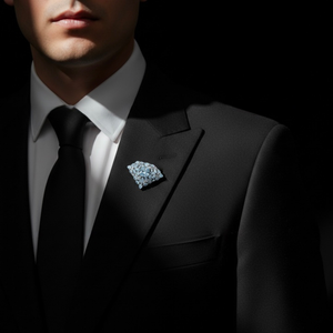 Broche de Plata de Ley con Moissanita Azul de Lujo, Diseño Floral Geométrico Personalizado, para Bodas, Aniversarios, Fiestas, Trajes, Regalos - Unisex - Product Image 3