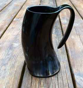 Nordic Buffalo Drinking Horn <b>Mug</b> Matching Stand Handmade Rustic Eco-Friendly <b>Large</b> Capacity Barware for Parties Gatherings - Product Image 1