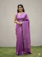 MATIÈRE PREMIÈRE SOIE VIOLETTE POUR LA CONFECTION DE SAREES/SARI/SHARI MODERNE EN LONGUEUR TERRAINE POUR MARIAGES, FÊTES ET CÉRÉMONIES DE DÉGAGEMENT - SÉCHAGE RAPIDE ET INFRÉMPLISSABLE