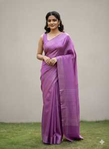 MATIÈRE PREMIÈRE SOIE VIOLETTE POUR LA CONFECTION DE SAREES/SARI/SHARI MODERNE EN LONGUEUR TERRAINE POUR MARIAGES, FÊTES ET CÉRÉMONIES DE DÉGAGEMENT - SÉCHAGE RAPIDE ET INFRÉMPLISSABLE - Product Image 2