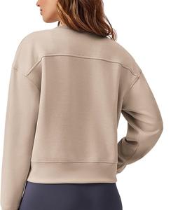 Sudadera de Algodón para Mujer, de Manga Larga, Cuello Redondo, Hombros Caídos, Color Sólido, Cómoda y Casual, de Lujo, Precio al por Mayor, de Bangladesh - Product Image 2