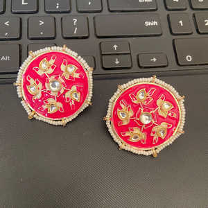 Gold Plated Meenakari <b>Fine</b> <b>Stud</b> <b>Earrings</b> 10581175PK Elegant and Dainty Jewelry - Product Image 1