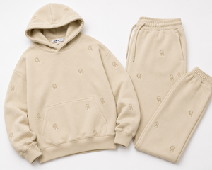 Conjunto de Sudadera con Capucha Oversize y Pantalones Jogger de Lujo, de Felpa Gruesa, con Monograma Bordado, OEM ODM, Ropa Urbana Personalizada - Product Image 3