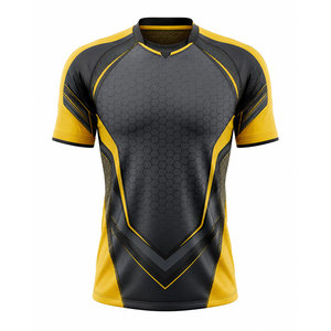 Maillot de football géométrique noir et jaune pour homme, manches courtes, col rond, polyester respirant, coupe athlétique, toutes saisons - Product Image 1