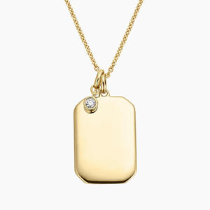 Collar con Colgante de Diamante Solitario Engastado en Bisel con Forma de Perro - Product Image 1