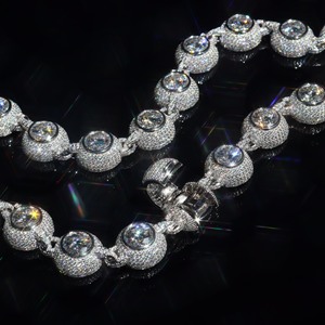 Mens Moissanite Bracelet 925 Silver Round <b>Link</b> Diamond Tennis chain Iced Luxury <b>Jewellery</b> Gift Custom Statement Bracelet - Product Image 2