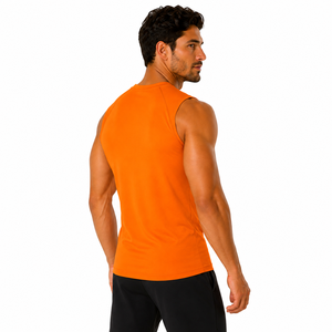 Custom Logo Mens Workout <b>Vest</b> Crew Neck Sleeveless Athletic Tank Top Vibrant Tone Gym Sleeveless Shirt Custom Gym Singlet - Product Image 4