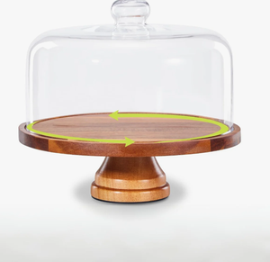 Base de Madera de Acacia/Madera de Caucho para Tartas con Soporte Redondo Transparente para Postres y Pedestal Escalonado - Product Image 2