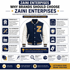 ZAINI 550 GSM Premium Wool Blend Olive Body Black Faux <b>Leather</b> Panel Windproof High Street Varsity <b>Jacket</b> Custom Chenille - Product Image 5