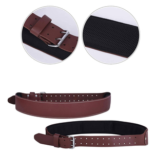 Red <b>Leather</b> <b>Tool</b> <b>Belt</b> With 15-19 Pockets Adjustable Waist Bag Multi Function Universal <b>Tool</b> Storage Buckle Closure - Product Image 3