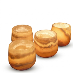Porte-bougie votif en onyx, forme cylindrique, matériau en pierre, résistant à la chaleur, décoration d'intérieur, design de logo personnalisé - Product Image 1