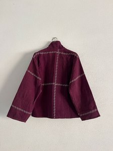 Premium Designer <b>Kantha</b> Embroidered <b>Jacket</b> – Handmade Vintage Fabric, Lightweight Reversible Boho Style Outerwear - Product Image 2
