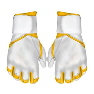 Gants de frappe en cuir blanc et jaune, respirants, légers, ambidextres, avec fermeture auto-agrippante pour l'entraînement au baseball pour adultes - Product Image 2