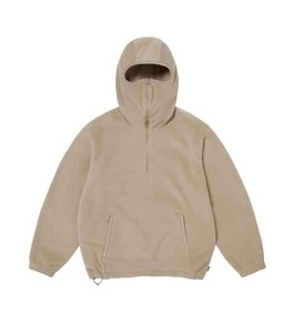 Sudadera de Forro Polar con Capucha y Media Cremallera para Hombre, Color Beige, Ajuste Holgado, Estilo Casual, Ropa de Invierno, Largo Regular, Color Sólido, Tejido Transpirable - Product Image 2