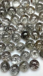 Lot de 100 cabochons ronds en rutile noir naturel, taille 10 mm, pierres précieuses en vrac, prix de gros, exportateur de rutile noir calibré - Product Image 3