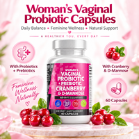 Capsules de Probiotiques pour Femmes Marque Blanche Canneberge D-Mannose Prébiotique Équilibre de la Flore Vaginale Supplément OEM ODM 60 Capsules