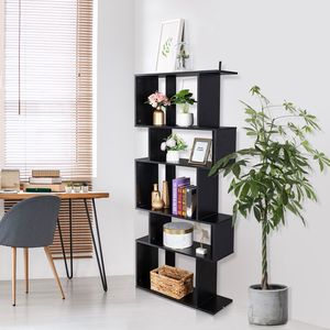 Libreria Angolare Autoportante a 5 Cubi, Scaffale a 5 Ripiani, Organizzatore per Armadio, Espositore in Nero - Product Image 2