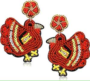 ต่างหูงานปักมือสำหรับผู้หญิง ดีไซน์ลายปักประดับด้วยลูกปัดแก้ว ผ้ารูปทรงไม่สม่ำเสมอ สีสันปรับแต่งได้ งานฝีมือเย็บปักถักร้อย - Product Image 4