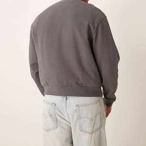 Sudadera Oversize con Cuello Redondo y Hombros Caídos, Sudadera Negra Unisex de Forro Polar con Cuello Redondo - Product Image 6