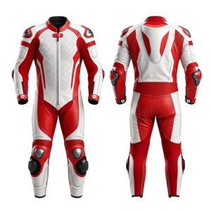 Dumela Custom Color Red <b>White</b> Leather Motorcycle Racing <b>Suit</b> Full <b>Body</b> Protection Breathable All Seasons Adult Men's Custom - Product Image 1