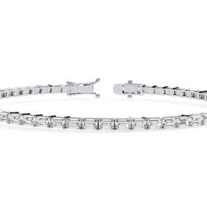 IGI Certified Emerald Cut Lab Grown Diamond Tennis <b>Bracelet</b> in Solid 925 Sterling Silver - Product Image 2