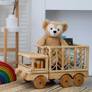 Voiture éducative en rotin faite à la main écologique de 2 à 4 ans décor de chambre d'enfant pour bébé naturel personnalisable durable coloré Vietnam - Product Image 1