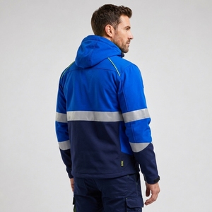 High Visibility Men's Reflective Safety <b>Jacket</b> Design Road Safety <b>Canvas</b> Letter Pattern Stand Collar Waterproof Safety <b>Jacket</b> - Product Image 6