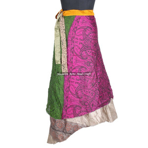 New Multi Colour With Flower Print Silk Wrap Skirts Real Vintage Indian Silk Sari <b>Magic</b> Wrap Around Skirts <b>Beach</b> Wear Indian - Product Image 1
