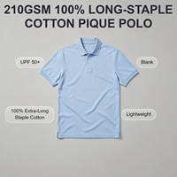Polo en piqué 100 % coton à fibres extra longues 210 GSM UPF50+ respirant pour homme, personnalisable avec logo, vente en gros, vierge