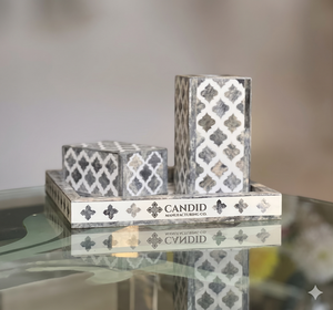 Gray-Colored Bone Inlay <b>Bakhoor</b> Set for Home Decor <b>Oud</b> Burner Mubakhar Set Made of WoodIncense burner Gifts Set - Product Image 1