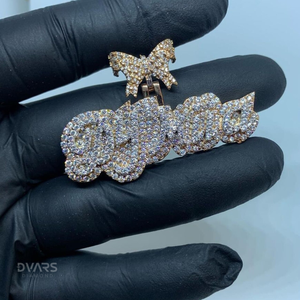 Pendentif Breloque Personnalisé avec Lettre et Nom en Moissanite, en Argent Sterling 925, Luxe Certifié, Style Hip Hop, Bicolore, avec Anneau de Suspension - Product Image 2