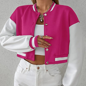 Chaqueta Varsity Corta Acolchada para Mujer, Bordado Personalizado en Crochet, Manga Larga, Cuero Vacuno, Transpirable y Ecológica - Product Image 4