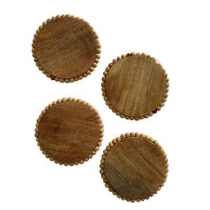 Ensemble de vaisselle de Noël, sous-verres ronds en bois avec motifs perlés pour boissons chaudes et décorations artisanales - Product Image 2