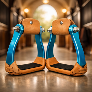 Precio de Fábrica, Equipo de Equitación Personalizado al por Mayor, Estribos Españoles de Aluminio y Cuero de Primera Calidad con Acolchado de Goma, Ligeros - Product Image 2