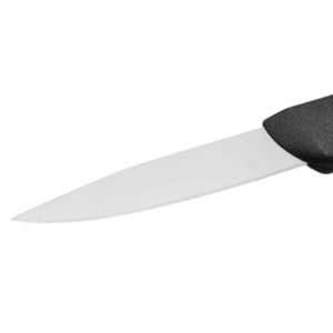 Couteaux de cuisine noirs à manche ergonomique avec lame de coupe lisse argentée, pointe affûtée et protège-doigts pour la viande et les légumes - Product Image 4