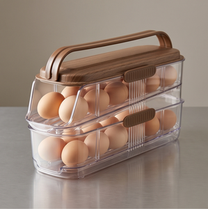 Distributeur d'œufs automatique HALO Gravity à roulement, plateau à œufs réutilisable en plastique à 2 niveaux, bac de rangement pour réfrigérateur, pour le rangement en cuisine - Product Image 1