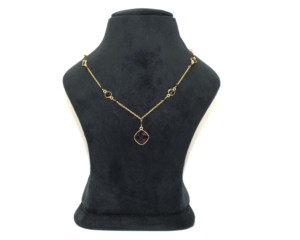 Natural Garnet 18K Rose Gold Plated Sterling Silver Octagon Cut Link Chain Necklace-Bohemian Style Unisex Women's Jewelry - Product Image 2