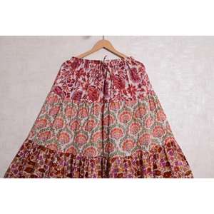 Falda Larga hasta el Tobillo para Mujer, Diseño Envolvente con Estampado de Bloques de Algodón de Color Personalizado, Ecológica, Transpirable e Informal - Product Image 6