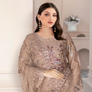 Haute qualité lourd brodé Salwar Kameez style pakistanais tenue de fête spéciale costumes Sharara indiens et pakistanais - Product Image 6