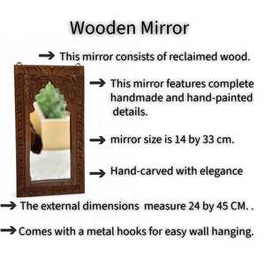 Espejo de pared de madera con forma única tallada a mano - Product Image 4