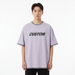 เสื้อยืดสตรีทแวร์ตกแต่งพิเศษ รับผลิตแบบ OEM แบรนด์ส่วนตัว ผ้าคอตตอนหนา โรงงานผู้ผลิต - Product Image 1