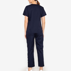 Conjunto de Uniforme Médico Personalizado Unisex en Mezclilla Verde Oliva, Camiseta de Manga Corta con Bolsillos y Pantalones con Cintura Elástica para Enfermeras y Doctores - Product Image 2