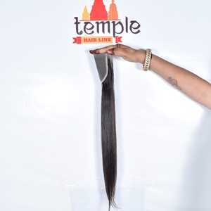 ผมแท้แบบอินเดีย Remy  4x4 Deep Wave Lace Frontal  สีดำธรรมชาติ  พร้อม H D Closure Piece  ติดง่าย  ทรงผมดูเป็นธรรมชาติ - Product Image 1