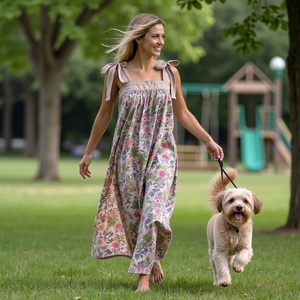 Robe Boho Resort Wear avec bretelles à col carré et imprimé floral et robe Maxi à bretelles avec nœud papillon pour femmes - Product Image 2