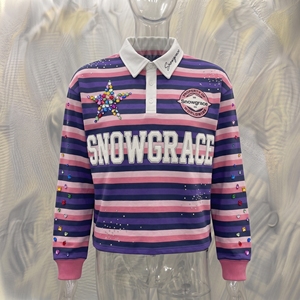 Chemise en jersey à manches longues rayée pour femme Snowgrace, logo brodé, design étoile en strass, coupe classique, vêtements pour toutes les saisons - Product Image 3