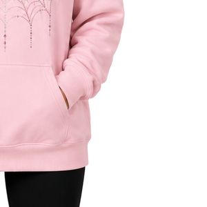 Sweat à capuche personnalisé rose pâle avec strass et motif toile d'araignée pour femme, coupe oversize, en molleton de coton premium, décontracté pour l'hiver - Product Image 6