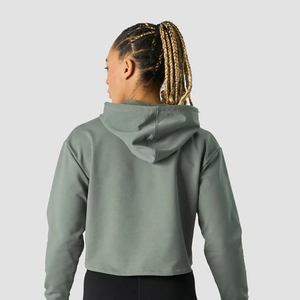 Sweat-shirt à capuche court pour femme, couleur unie, collection automne, vente en ligne haut de gamme, faible MOQ - Product Image 4
